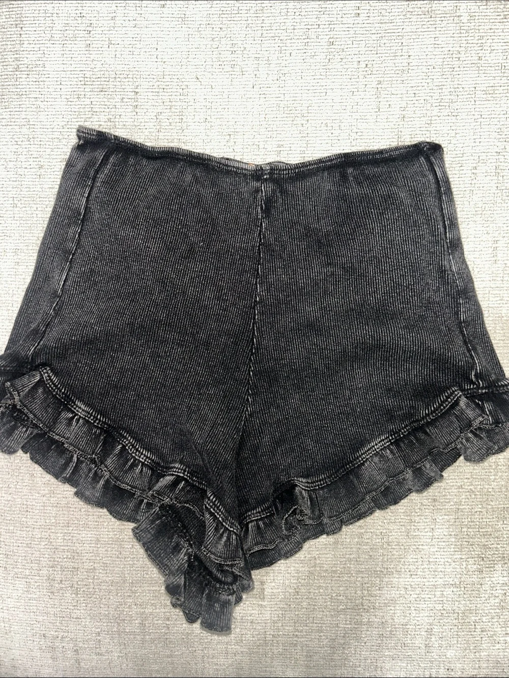 NWOT Free People ONE Ruffle Micro Cotton Knit Shorts Size Small Black Z575